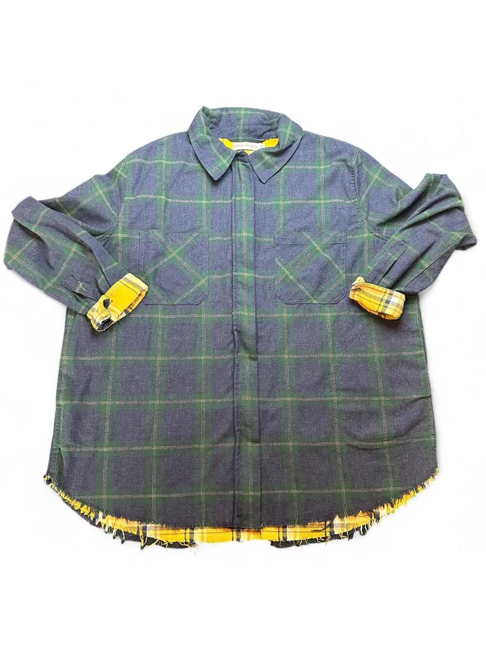 Paper Crane Blue & Green Plaid Zip-Up Shacket M